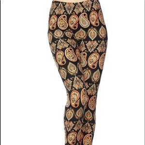 High Waisted Buttery Soft Gold Paisley Leggings